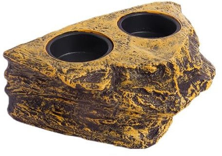 Magnetic Reptile Feeding Ledge,Strong Magnets Double Reptile Feedings Bowl with 2 Feeding Cups for Frog Crawling Pets Bearded Dragon Lizards Geckos