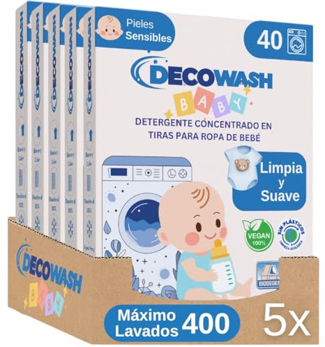 Lessive en Feuilles pour Bébé (400 Lavages) – Lessive Sans Parfum, Lessive Hypoallergénique, Lessive Écologique, 100% Biodégradable et Végan. Nettoyage Doux pour Peaux Sensibles. Sans Plastique.