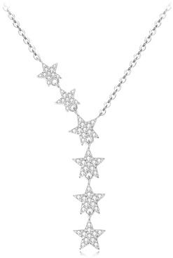 Hinvan Collana in Argento 925 Collane Pendenti Stella Collana Argento con Pendente Collane con Ciondolo Stelle Collana Argento con Zirconia Cubica per Donna Ragazza Catena 45cm