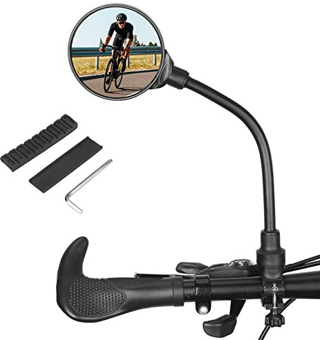 KEMIMOTO Fahrradspiegel, Rückspiegel Fahrrad mit 360° verstellbare Lenkerhalterung, Universal Lenkerspiegel für Fahrrad Scooter E-Bike Rennrad Mountainbike Elektrofahrrad(1 Stück)