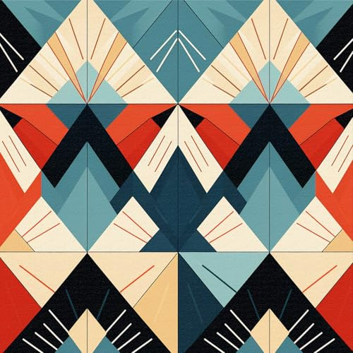 ICYEHAO Papier Peint Autocollant Géométrique, 44 x 300 cm Papier Peint Triangulaire Abstrait Coloré, Bleu, Orange et Beige, Papier Autocollant pour Meubles pour Salon, Salle de Bain, Armoire