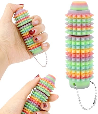 Fukaisu Spiky Grippie Stim Fidget Roller, Jouet Fidget Portable Spinner Pointu Clicker Gadget Sensoriel Rotatif pour Concentration Relaxation Cadeaux Nouveauté pour Adultes Adolescents (Coloré)