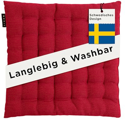 LINUM Pepper Stuhlkissen 40x40 aus 100% Baumwolle, Premium Sitzpolster für Küche, Esszimmer und Outdoor, Komfortables Sitzkissen Stuhl, formstabil, Sitzkissen 40x40 waschbar, Rot