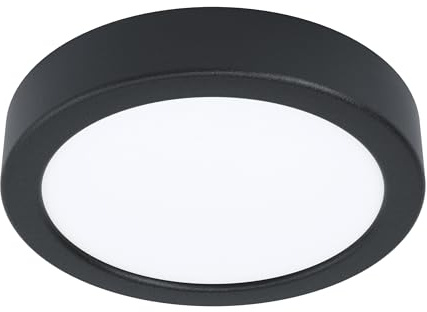 EGLO LED Deckenleuchte Fueva 5, Ø 16 cm, 1 flammige Aufbauleuchte aus Stahl und einer Kunststoff Leuchtfläche, Deckenlampe in Schwarz, Weiß, LED Aufbaulampe warmweiß