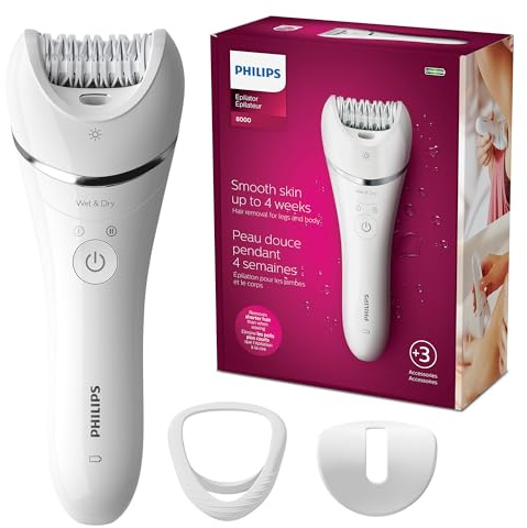 Philips Epilator Series 8000 for Women, with 3 Accessories, BRE700/04