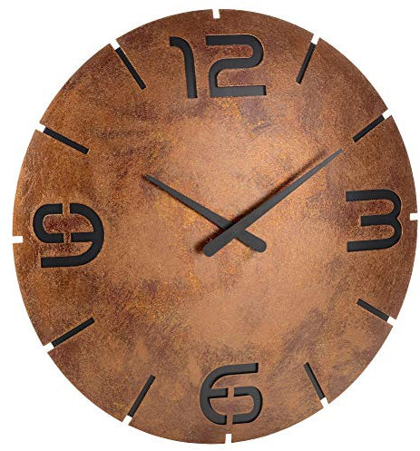 TFA Dostmann 60.3536 - Orologio da parete radiocontrollato Contour, colore: effetto ruggine, numeri neri