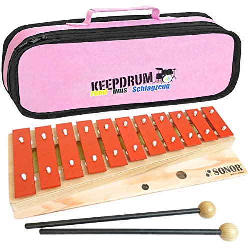 Sonor G10 Glockenspiel Xylophon + keepdrum Tasche für Glockenspiel Pink