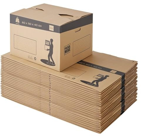 Pack och Move – förpackning med 30 automatiska flyttlådor – 60 x 50 x 40 cm – förstärkta handtag – frakt, förvaring