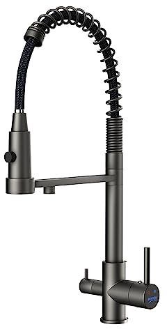 SUYIYEAR Wasserhahn Küche, 3 Wege Küchenarmatur mit Brause Ausziehbar, Armatur Küche 360° Schwenkbar, Spültischarmatur Küche Edelstahl, 3 in 1 Hochdruckarmatur Mischbatterie Küche für Wasserfilter