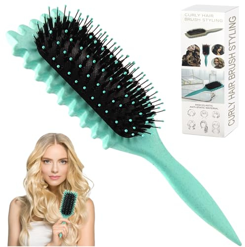 Peine Pelo Rizado, Cepillo Pelo Rizado Cepillo Definidor de Rizos Curl Brush Multifuncional Cepillos de Peinado Peine Rizos Reduce Tirón Metodo Curly para Peinar/Dar Forma Baño