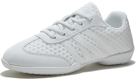 TWDKCHER Vita Cheerleading-skor för flickor kvinnor cheerleading-skor tävlingsutrustning dans tennis sport träning atletisk bekväm platta andningsbara mjuka barn cheer sneakers, Vitt, 37 EU