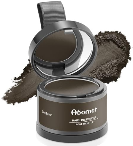 Abomet Root Touch Up Instantly Gray Hair Coverage Hairline Powder, Dark Brown, for Women Men, Hair Fibers For Thinning Hair