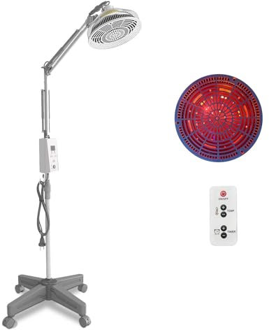 YUNCHI 275 Watt TDP e lampada a infrarossi per terapia con supporto, timer e telecomando, lampada per terapia a luce rossa per alleviare la schiena, il collo e le spalle