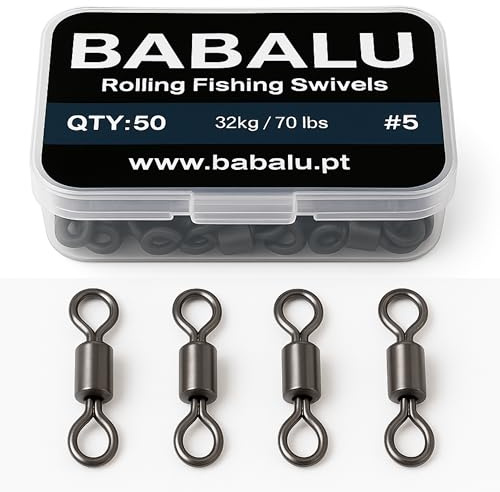 50 Pezzi Girelle da Pesca Girelle da Pesca a Botte Acciaio Inox per Pesca d'Acqua Dolce e Salata (#5)