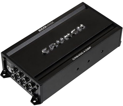 CRUNCH CRE400.4DSP Amplificateur de voiture 4 canaux Classe A/B 4 x 50 W et 6 canaux 32 bits DSP intégré, Bluetooth intégré pour le streaming audio et le contrôle des applications | Série ECOMAXX