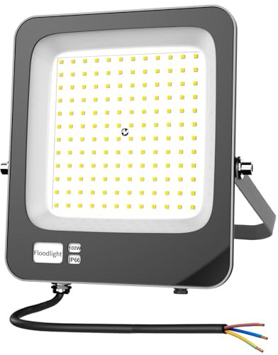 LED Strahler Außen 100W, Fosingut Superhell LED Scheinwerfer Innen,3000K Warmweiß Flutlicht Werkstattlampe,IP66 Wasserdicht Wandleuchte Außenstrahler,Baustrahler led Fluter für Garten,Keller,Garage