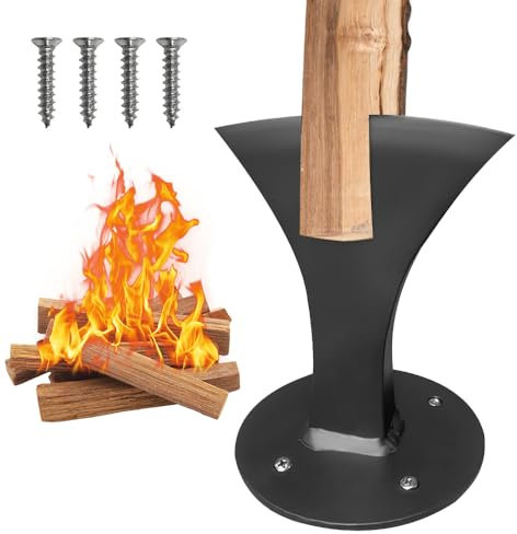 Cortador de Leña Manual, Afenau Cuña Divisora de Madera Manual con 4 Tornillos, Divisor de Madera Manual, Divisor de Madera para Leña para Pequeñas Estufas de Leña, Chimeneas y Hogares --Negro