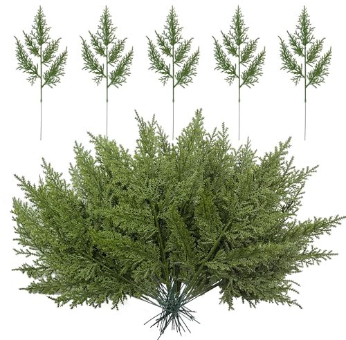 45 ramas de abeto artificiales, 30 cm, ramas de pino artificiales, como auténticas, decoración navideña, pino, abeto artificial, abeto artificial, color verde abeto para corona de Adviento, invierno