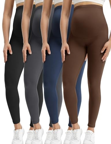 Buttergene 4 Pack Women's Creamlush Maternity Leggings Maternity Yoga Pants Pregnancy Leggings Maternity Clothes