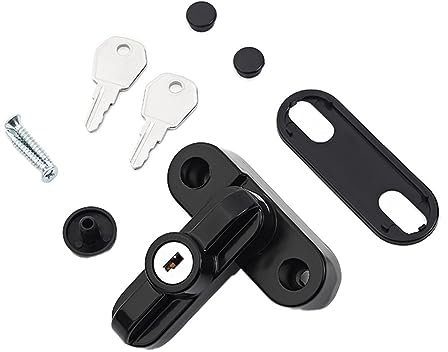 LSHIJI Manilla Ventana Jammer de Seguridad de aleación de Aluminio, Marco de Puerta de Bloqueo, Jammer, Cerradura limitadora de Seguridad con Hardware de Llave Manilla Ventana Oscilobatiente(B)