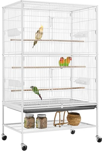 Yaheetech 132cm Large Parrot Bird Cage for Cockatiel Lovebird Durable Frame With Perch Stand and Wheels White