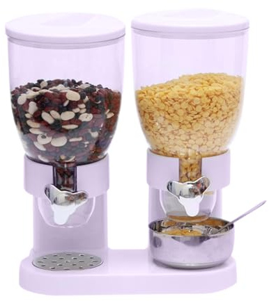 Mingchengheng Distributeur de céréales double, distributeur de céréales, distributeur de céréales, distributeur de céréales, double distributeur pour bonbons et aliments secs, distributeur de bonbons