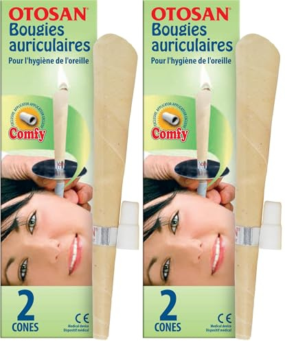Otosan Bougie Auriculaire – Pour l'Hygiène de l'Oreille, Elimine le Cérumen – Cire d'Abeille et Propolis – Confortable, Sûr Avec Applicateur Comfy – Dispositif Médical Certifié CE – 2 Bougies