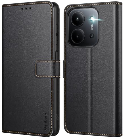 Ganbary Coque pour Xiaomi Redmi 15C 4G/5G / Poco C85 4G, [Housse en Cuir PU Premium] [Etui à Rabat] [Pochette de Portefeuille], Étui de Protection - Noir