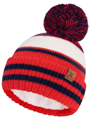 Bequemer Laden Gorro Niño con Pompon Gorro Termico para 2-7 Años Niño Niña