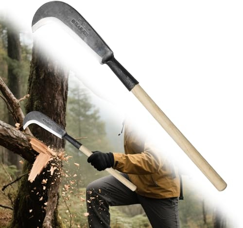 Sickle Garden Tool，22 Steel Machete Heavy Duty for Cutting Trees,Machete for Yard Work with Wooden Handle