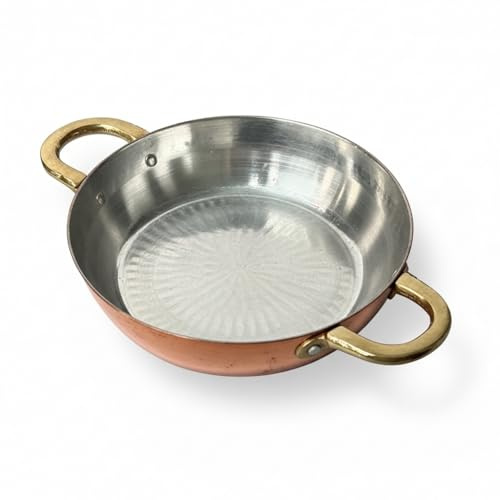 Ermat Cuisine Professionnelle Poêle en Cuivre, 17cm, Cuivre Pur avec Intérieur en Étain, Fabrication Artisanale, Cuisson Uniforme, Origine Turquie
