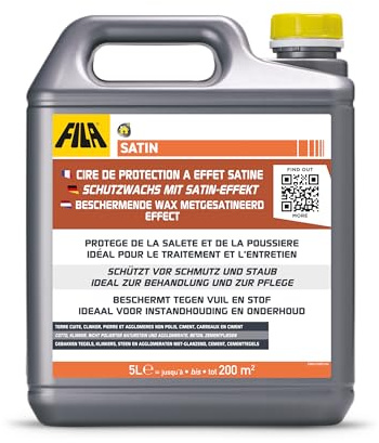 FILA Solutions - Cire de protection satinée à effet satiné pour cotto, brique, pierre naturelle, agglomérats non polis, ciment et carreaux de ciment - 5 litres