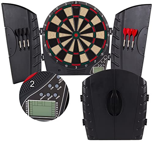 Arachnid Reactor Electronic Dartboard and Cabinet with LCD display, Cricket Scoring Displays, 8-Player Scoring,Black