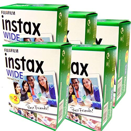 Fujifilm Instax Wide – Lot de 5 boîtes de 20 pellicules (100 photos format large) pour appareil photo instantané Fuji Instax 210 200 100 300