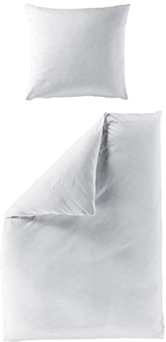 Bierbaum Biber Bettwäsche Uni 3292 weiche Flauschige Bettwäsche-Garnitur mit dezentem Fischgratmuster 135 cm x 200 cm kitt