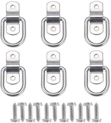 KAHEIGN 6Pcs D Ring Tie Down Ring Load Anchor Trailer Anchor Forged Lashing Ring with 12Pcs Screws for Load Securing in Trailer Truck Boat Cars Kayak