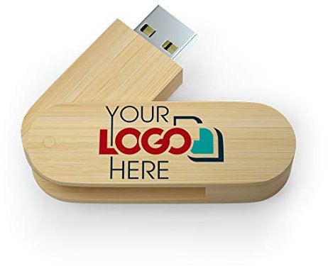Possibox Memoria USB Personalizada 1GB Giratoria de Madera para Publicidad Pendrive con Logotipo/Texto - al por Mayor - USB 2.0 Bambú, 1000 Piezas