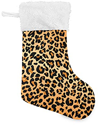 xigua Christmas Stocking 1PCS,Leopard Print Big Xmas Hanging Stocking for Gift Holder Mantel Decoration Party Xmas Holiday Ornament