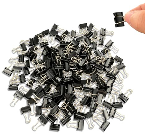 Ykimok 240Pcs Mini Binder Clips, 5/8 inch(15mm), Paper Clamps Small Size for Office Supplies, Black