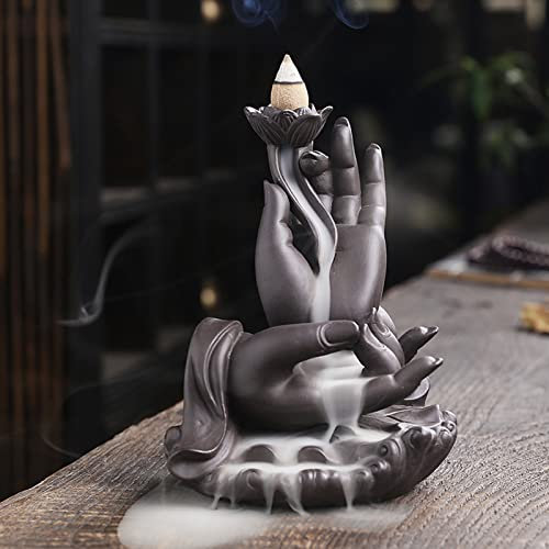 Fyearfly Bruciatori di incenso a Cascata a Mano di Buddha Cascata di Fumo Porta incenso di riflusso di Dimensioni Moderate per Lo Studio delle camere da Letto