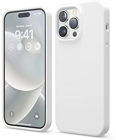 elago Compatible with iPhone 14 Pro Max Case, Liquid Silicone Case, Full Body Protective Cover, Shockproof, Slim Phone, Anti-Scratch Soft Microfiber Lining, 6.7 inch (White)
