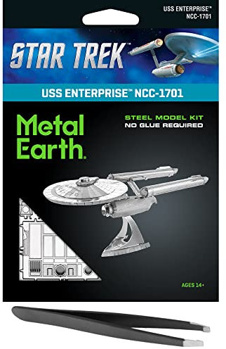 Metal Earth Fascinations Star Trek USS Enterprise NCC-1701 3D-Modellbausatz aus Metall mit Pinzette
