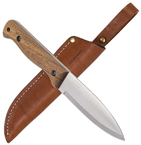 BPSKNIVES B1 SSH - Handgefertigtes Edelstahlmesser - Feststehende Outdoor-Klinge Messer - Camping Bushcraft-Messer mit Lederscheide