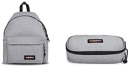 EASTPAK Padded Pak'r Mochila, 40 cm, 24 L, Gris (Sunday Grey) & Oval XL Single Estuche, 22 cm, Gris (Sunday Grey)