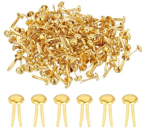 PATIKIL 300 Stück Musterbeutelklammern 6 x 12 mm Mini Brads Metall Rundkopfklammern Briefklammern Musterklammern Scrapbooking für Kunst Basteln Handwerk DIY-Projekte PapierGold