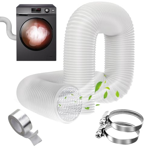 YSOOUA Tubo Flessibile 100mm x 3Metro Condotti Tubo di Ventilazione Flessibile in Alluminio PVC Condotti Tubo di Ventilazione Con Morsetti in Acciaio per Asciugatrice Cappa Aspirante (100mm x 3m)