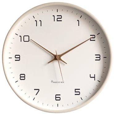 Ergocar Reloj De Pared, Moderno Reloj De Pared De Madera Redondo Silencioso, Funciona con Pilas.Decora Dormitorio, Salón, Entrada, Cocina, Oficina