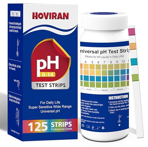 Strisce di prova universali per pH 0-14, kit di prova rapido e accurato per produzione di sapone e kombucha, 125 strisce di prova per pH alla cartina di tornasole per liquidi