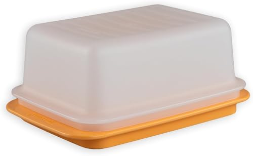 Tupperware Impressions Butterdose spülmaschinenfest und BPA-frei Butter Dose Junge Welle für 250 Gramm transparent orange