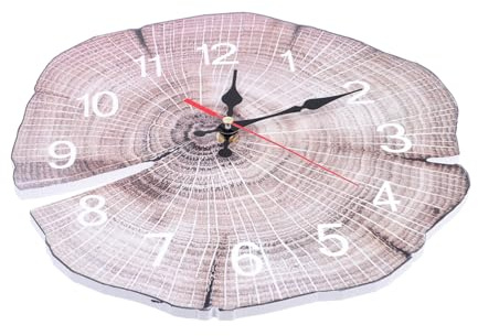 HIAKDOFT Reloj de Pared de Madera con Diseño Anillos Anuales Silencioso Decorativo para Salón Cocina y Dormitorio Fácil Instalación